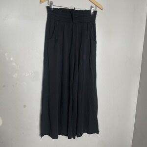 Athleta Wide Leg‎ Smocked Waist Pull On Pants Black XS